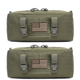 WYNEX Tactical Increment Molle Pouch, Vertical EDC Utility Pouches Sling Bag Military Multi-Purpose Large Capacity with Shoulder Strap Modular Design (Army Green (Upgraded) - 2 Packs)