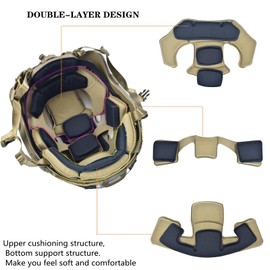 Tactical Helmet Cover,Internal Memory Foam Pads Set and Tactical Fast Airsoft Helmet Cloth for Ops-Core Fast PJ MH Helmet in Size M/L (tan)