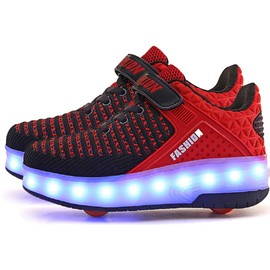 AIkuass Roller Shoes USB Rechargeable Wheely Shoes LED Light Up Skate Shoes for Boys Girls Breathable Sport Sneakers Christmas Thanksgiving Gifts