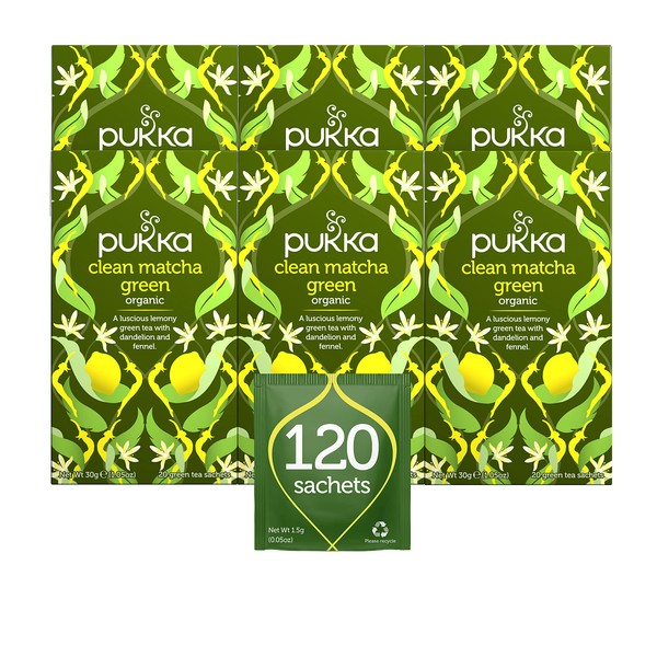 Pukka Clean Matcha Té verde orgánico de hierbas (6 unidades, 120 bolsas de té)