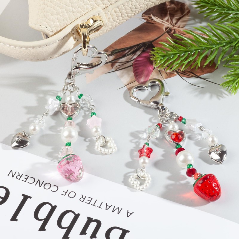 JOYSTOR Cute Strawberry Keychain,Y2K Accessories, Kawaii beaded Bag Charms for