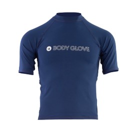 Body Glove Men Standard Basic Fitted Short Sleeve Rashguard-S-Navy, Small