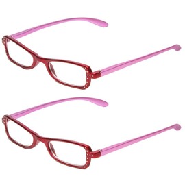 Calabria 837 Womens Metallic Reading Glasses +2.50 Cabernet (2 Pack) Vibrant Crystal Accents Single Power Readers Spring Hinged Hard Case Included