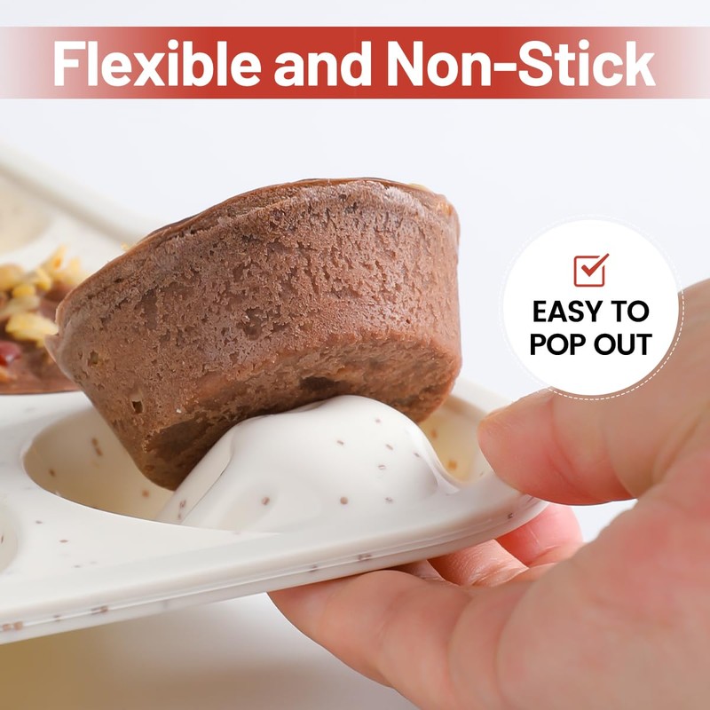 CAKETIME Silicone Muffin Pan, Metal Reinforced Frame Regular Size Cupcake