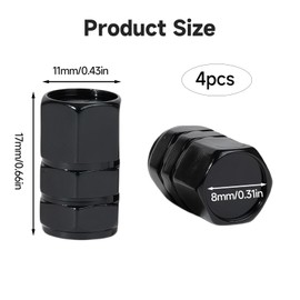 Arvoni 4 Pcs Tyre Valve Caps, Dust Caps for Car Tyres Black, Car Tyre Caps Universal Aluminium Metal Corrosion Resistant and Easy to Install, for Cars, Bike and Bicycle, Trucks, Motorcycles