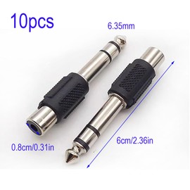 RUNCCI-YUN 10 pieces 6.35 mm plug stereoTRS to RCA RCA female interconnect audio adapter, RCA to 6.35 mm audio adapter, 1/4 inch stereo male plug