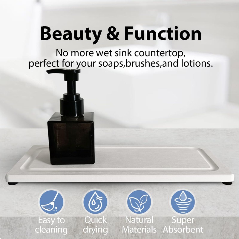 2 PCS Fast-Drying Stone Trays for Bathroom Sink & Kitchen