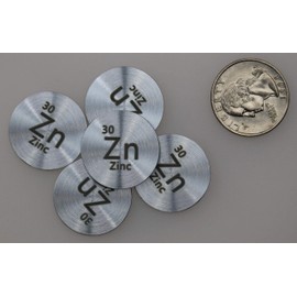 Zinc (Zn) 24.26mm Metal Disc 99.5% Pure for Collection or Experiments