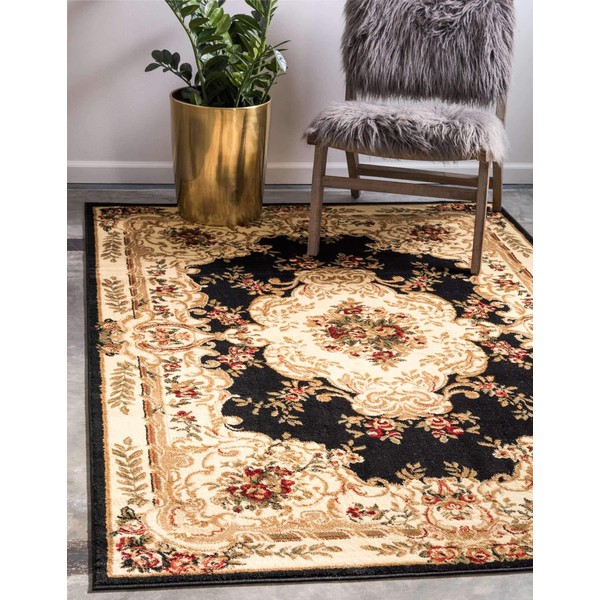 Unique Loom Versailles Collection Traditional Classic Black Area Rug (8' 0 x 10' 0)