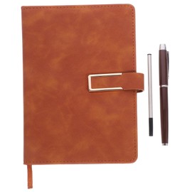 jojofuny Retro PU Cover Notepad Pen Set Portable Business Notebook for Office Conference Writing Pages Smooth Ink Lightweight Design for Students Travelers