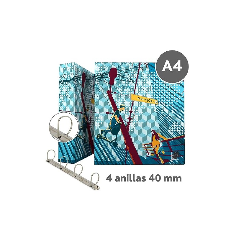 Grafoplás 88172649. A4 Ring Binder, 4 Mixed Rings 40 mm,