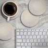 CounterArt White Embossed Round Absorbent Stone Coaster 4 Pack with