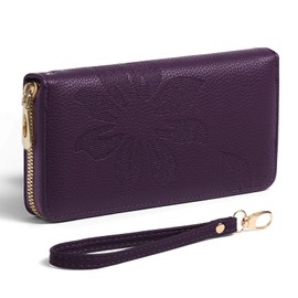 LEEXTON Women's Wallet, Long Wallet, Genuine Leather, Large Capacity, Multi-functional, Bill Purse, Coin Purse, Smartphone Holder, Zipper, Shopping, Mother's Day, Gift, purple