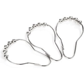 LIHAO - 12 Aros de Cortina de Ducha de Acero Inoxidable con Sistema de Deslizamiento, 12 Ganchos únicos, 69 x 39 mm