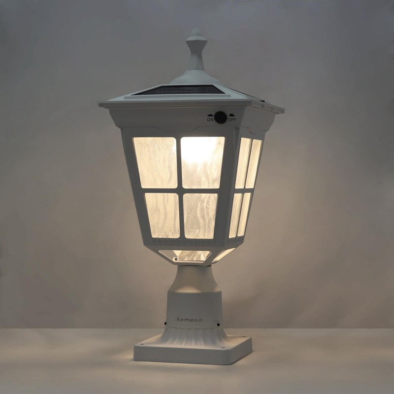 Kemeco ST4311AQ-W Solar Post Light Outdoor, Dusk to Dawn Bright