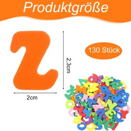 Canollo 130 Stück Moosgummi Buchstaben Selbstklebend, Schaumstoff Aufkleber für Kinder Bunt, Kinder Buchstaben zum Aufkleben Set, Sticker für Scrapbooking, DIY, Schulprojekte, Lernspiele