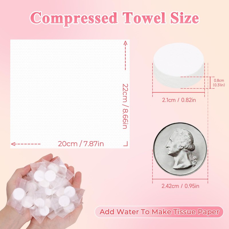 Classycoo Mini Compressed Towel -100 PCS Disposable Face Towel, Cotton