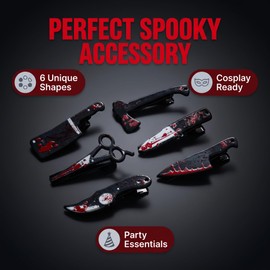 6 Pcs Mini Knife Hair Clips Black Red Punk Barrettes Halloween Accessories