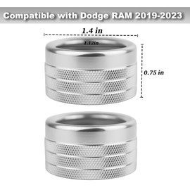 KEEGTBOX Center Console Screen Audio Knob Cover Compatible with Dodge Ram 2019 2020 2021 2022 2023 Screen Audio Control Volume Tune Control Switch Knobs Button Cover Interior Trim 2PCS (Silver)