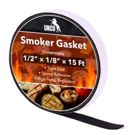 UNCO Smoker Gasket - 15 Ft, 1/2"X1/8", High Temp Grill & BBQ Gasket