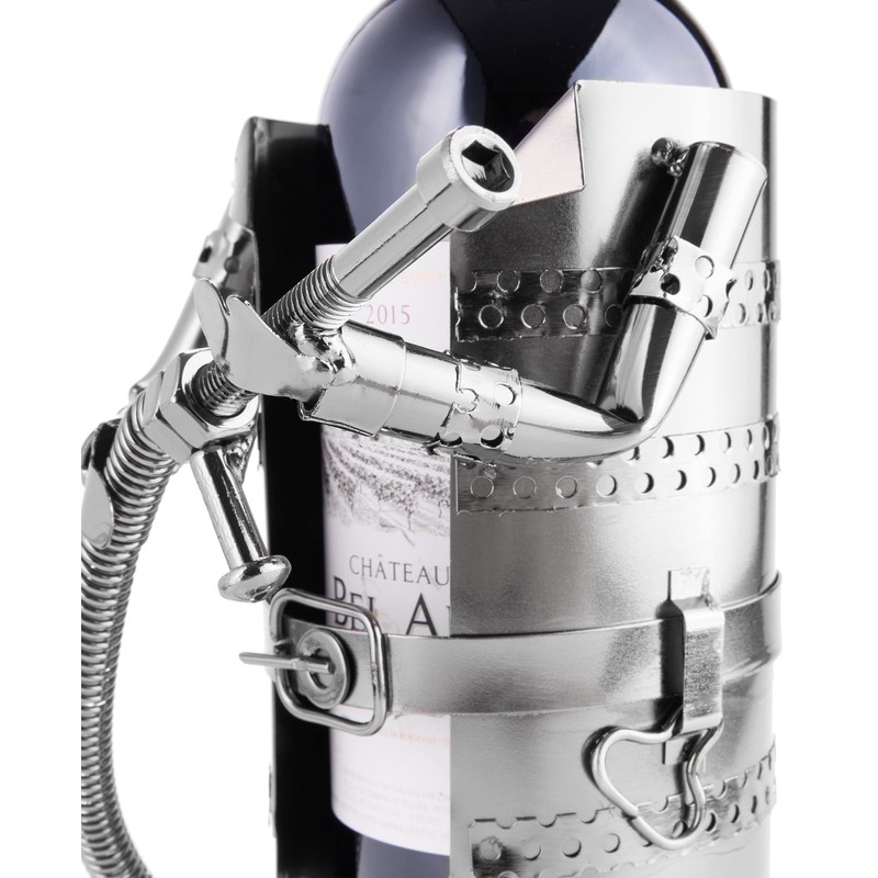 BRUBAKER Flaschenhalter Feuerwehrmann Metall Skulptur mit Geschenkkarte