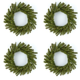 Factory Direct Craft Group of 4 Artificial Holiday Pine Wreaths (12 Inch)