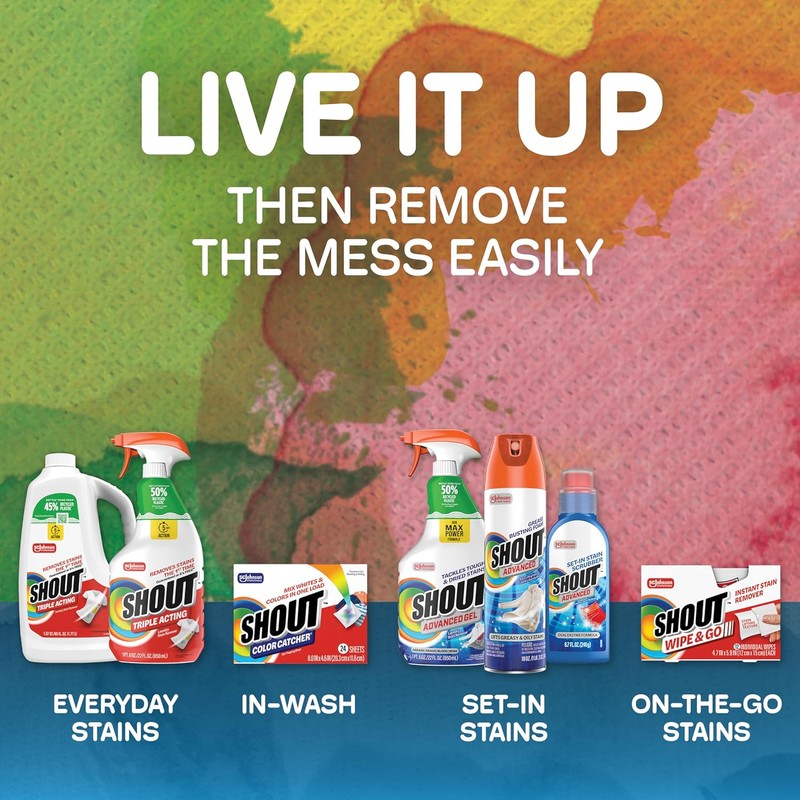 SHOUT Advanced Laundry Stain Remover Gel for Clothes Laundry, Breaks