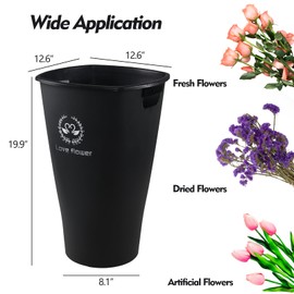 Anbers 20 Inches Wake Up Flower Bucket, 4 Pack Plastic Flower Display Buckets, Black