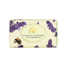 The English Soap Company Vintage Wrapped Soap Bar, English Lavender Shea Butter Soap Bar, Moisturising Soap Bar for Face and Body, English Lavender Scent 190g