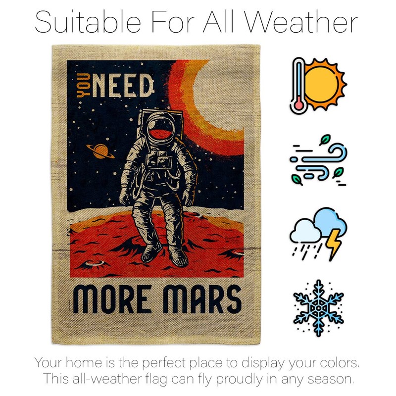 More Mars Burlap House Flag - Pack Armed Forces NASA