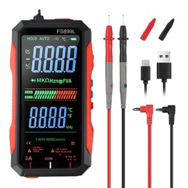 Digital Multimeter Tester Rechargeable Smart Digital Multimeter USB-C Charging True RMS Electrical Tester AC DC Voltage Current Tester with Large Display for Industrial Electrical Issues(FS899L)