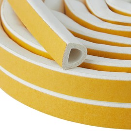 QDiShi White D-Shape Weather Stripping Seal Strip 20FT Door Window Gap Filler Insulation Trim for Exterior Door Frame, Self-Adhesive Backing Seals Large Gap (from 5/16 to 15/32 inch)