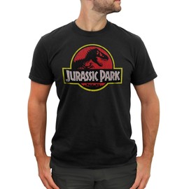 Jurassic Park Logo Men's T-Shirt, Black, 3X-Large