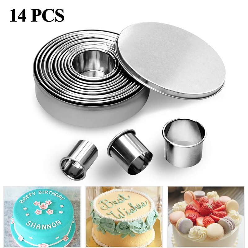14PCS Round Stainless Steel Open Cutter Round Molds for Mousse
