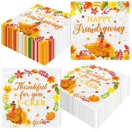 Friendsgiving Napkins, 40Pcs Turkey Friendsgiving Party Decorations Napkins Friendsgiving Napkins Funny Thankful For You Bi Napkins for Friendsgiving Thanksgiving Fall Decorations
