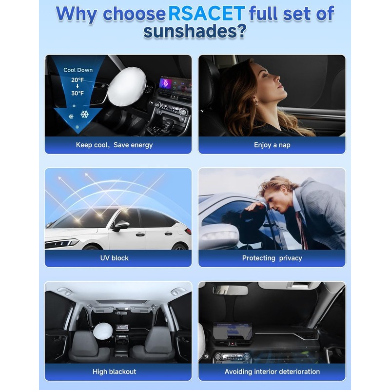 8PCS Window Shades for Toyota RAV4(2019-2024) Accessories – Full Coverage