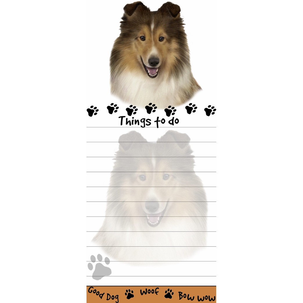 "Sheltie Magnetic List Pads" Uniquely Shaped Sticky Notepad Measures 8.5 by 3.5 Inches