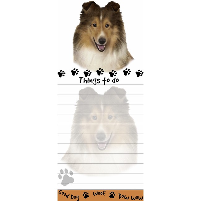 "Sheltie Magnetic List Pads" Uniquely Shaped Sticky Notepad Measures 8.5 by 3.5 Inches