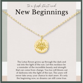 HOPE LOVE SHINE New Beginnings Necklace for Women - 14k Gold Plated Sterling Silver Jewelry, Recovery & Healing Gift, Adjustable 16+2" Chain