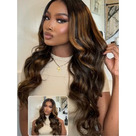 Nadula Bye Bye Knots Glueless Pre Everything Wig Balayage Brown Body Wave 7x5 Pre Cut HD Lace Front Wigs Human Hair Pre Plucked Bleached Knots Ready to Go Highlight Ombre Wig 150% Density 22inch