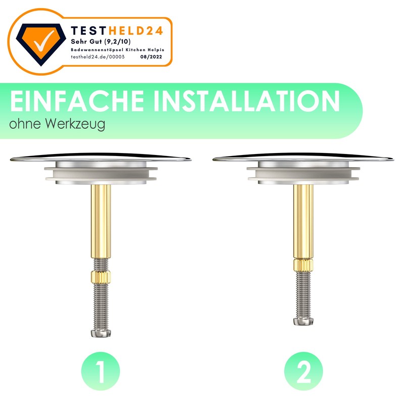 Kitchen Helpis® Universal Bath Plug, Diameter 72 mm Plug, Rustproof