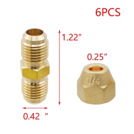T Tulead Copper Pipe Extension Joint Connectors Air Conditioning Pipe Coupling Adapters with Flare Nuts 8PCS for Tube Diameter 1/4", 3/8"