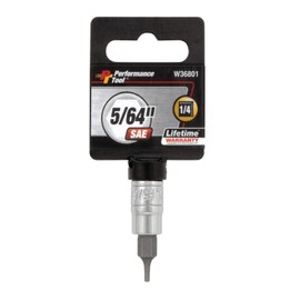 Performance Tool W36801 Chrome 1/4 Drive Hex Bit Socket, 5/64