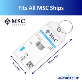 MSC Cruise Luggage Tag Holders [4 Pack] – Waterproof, Durable Plastic with Steel Loops – Fits All MSC Ships for Cruising in 2025, 2026 and 2027 – Cruise Essentials by Anchors Up