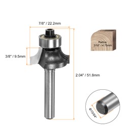 QUARKZMAN Rounded Cutter Diameter 15/64 Inch Shank 3/16 Inch Radius Carbide Fitted Edge Round Over Bit with Bearing Guide Woodwork Milling Tool Pack of 2