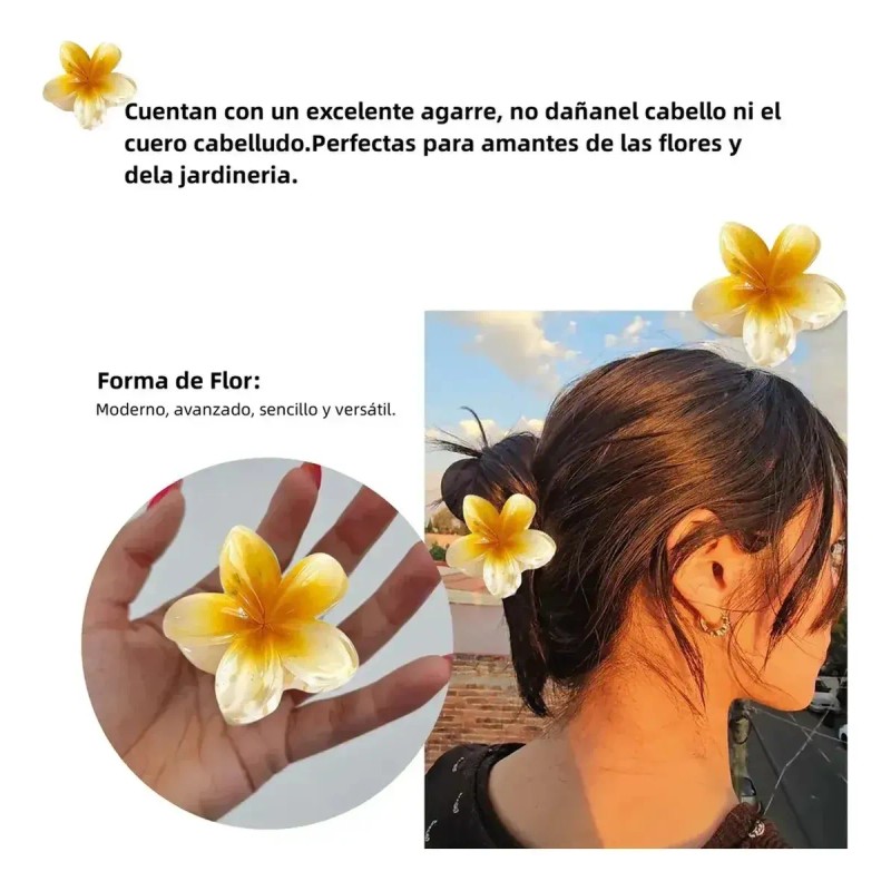 18pz Pinzas Para Pelo Con Forma De Flor De Plumeria