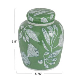 Creative Co-Op Decorative Ceramic Ginger Jar with Lid, Green