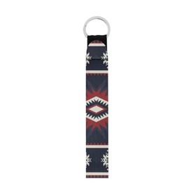 GLENLCWE Tribal Navajo Navy Antique Print Wristlet Keychain for Women Men Car Neoprene Key Chain to Hold Keys