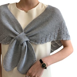 G-LIKE Women's Shawl Scarf Neck Scarf - Spring Summer Autumn Neck Protection Scarf Cape Knitted Hollow Prominence Style Crochet Decorative for Women Girls, gray