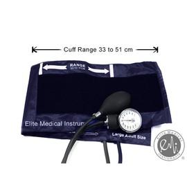 Elite Medical Instruments EMI EMI Aneroid Sphygmomanometer Manual Blood Pressure Navy Large Adult Cuff (Large Adult - Navy)